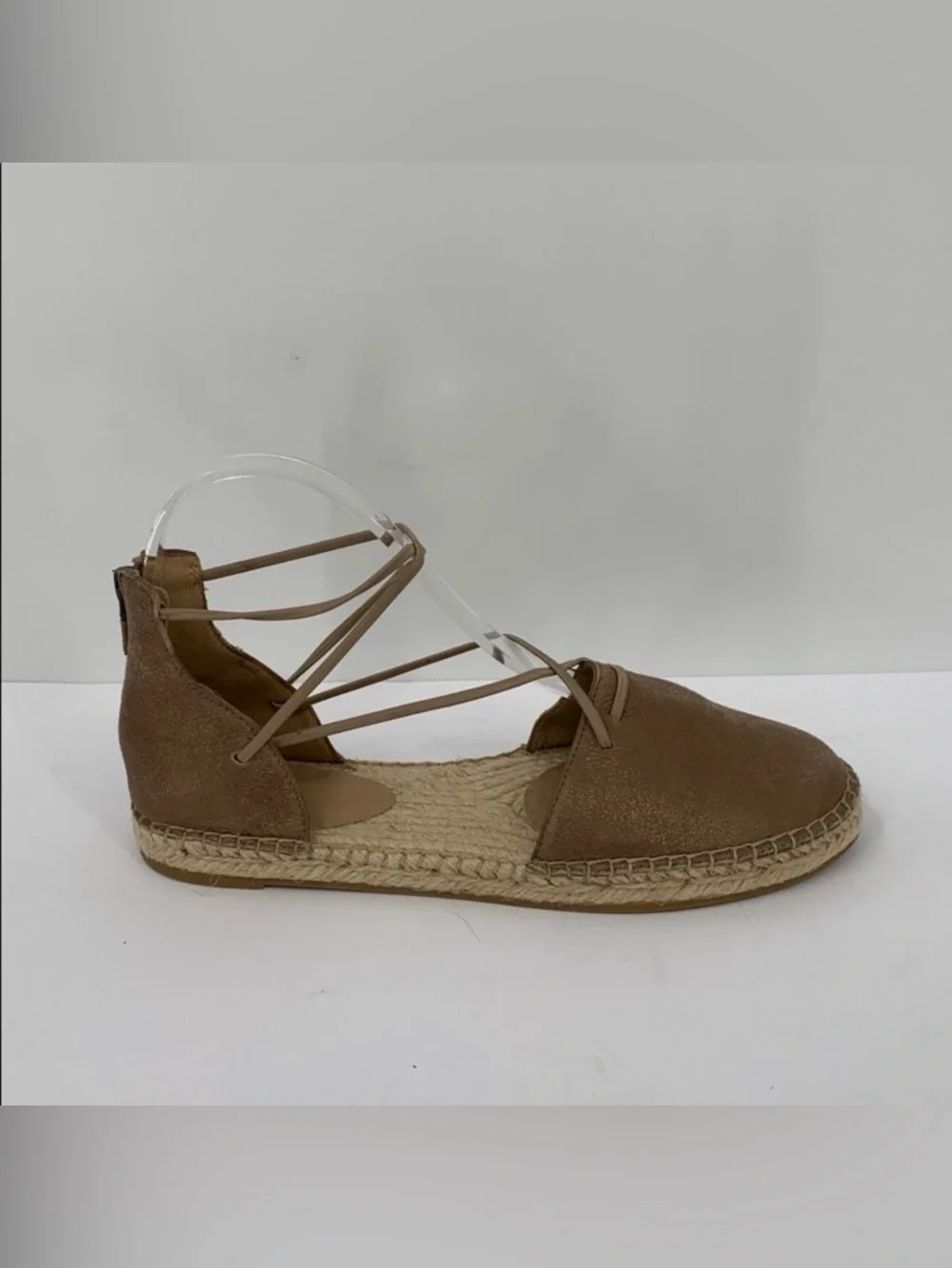 Eileen Fisher Lace-up Espadrille Shoe bronze strappy metallic flat new 8.5